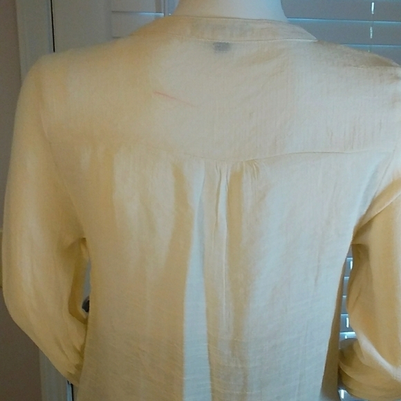 Mine Anthropologie Cream Cotton Blend Rayon Lace 3/4 Sleeves Blouse Size S - Picture 7 of 13